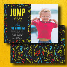 Kids Jump for Joy Black Neon Birthday Kids Photo