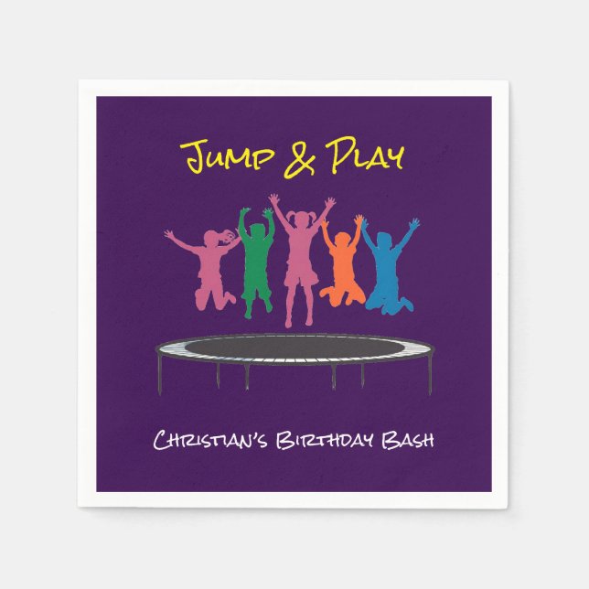 Kids Jump & Play Trampoline Birthday Bash Napkin (Front)
