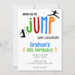 Kid's Jump Trampoline Park Birthday Party Invitation<br><div class="desc">Kid's Birthday Invitation perfect for a birthday party at a trampoline park or bounce house. This colourful invitation features jumping silhouette clipart. Customise with your party information.</div>