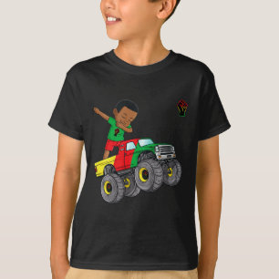 Kids Juneteenth Dabbing Black King In Monster Truc T-Shirt