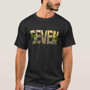 Kids Jungle Birthday Boys Girls Zoo Animal 7 Years T-Shirt