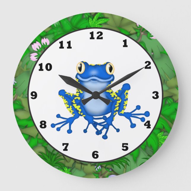 Kids Jungle Frog cartoon wall clock (Front)
