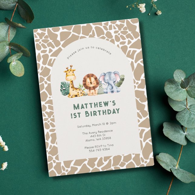Kids Jungle Safari 1st Birthday Party Invitation (Creator Uploaded)
