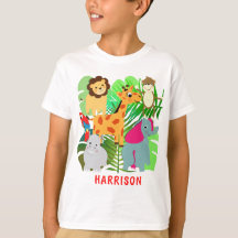 Kids Jungle Safari Cartoon Animals Personalised