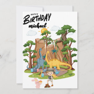 Kids Jurassic Dino Dinosaur Personalised Birthday Card
