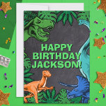 Kids Jurassic Trex Dino Dinosaur Birthday Card<br><div class="desc">This dinosaur design is great for the birthday boy in your life. Give them a dino-mite bday with this dino themed design featuring a trex,  triceratops,  brontosaurus,  and raptor.</div>