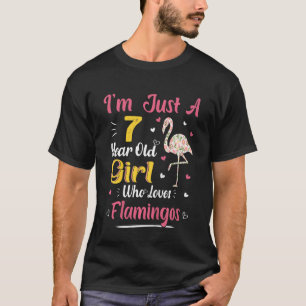 Kids Just A 7 Year Old Girl Who Loves Flamingos 7t T-Shirt