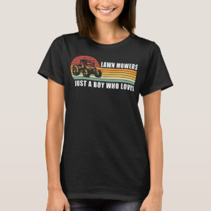 Kids Just a Boy who Loves Lawn Mowers Lawn Mowing T-Shirt
