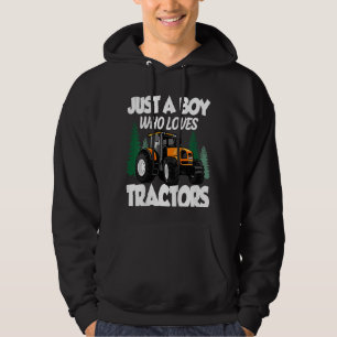 Kids Just A Boy Who Loves Tractors Farmer Boys Hoodie