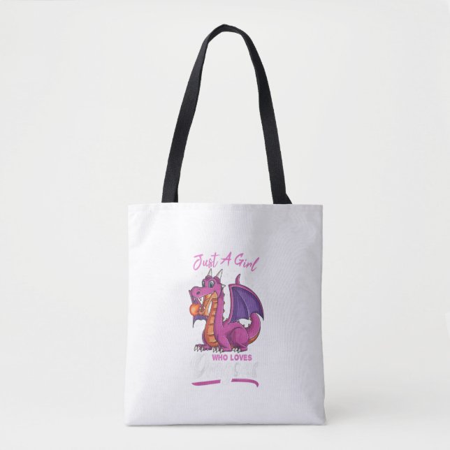 Kids Just A Girl Who Loves Dragons Funny Dragon Gi Tote Bag (Front)