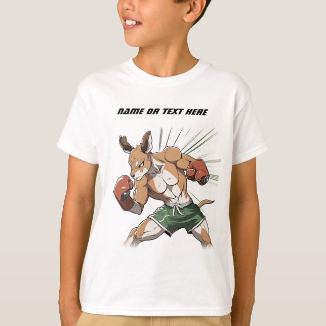 Kid's Kangaroo Boxer Anime Illustration T-Shirt (Front)