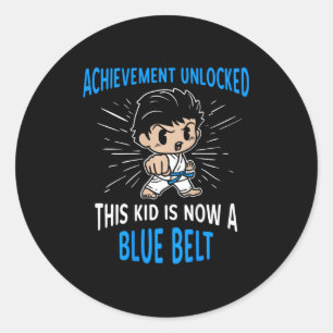 Kids Karate Student Blue Belt Award T Shirt Gift Classic Round Sticker