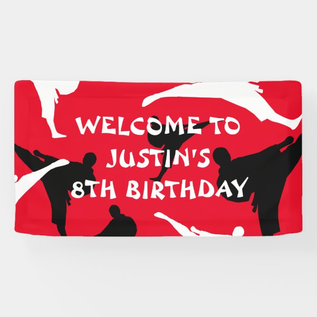 Kid's karate theme Birthday party welcome banner (Horizontal)