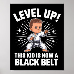 Kids Karate Uniform Black Belt Award T Shirt Desig Poster