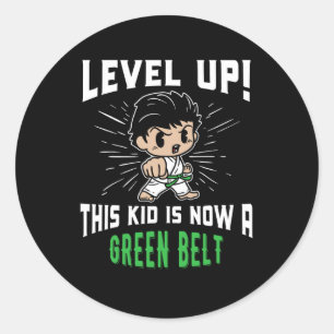 Kids Karate Uniform Green Belt Award T Shirt Gifts Classic Round Sticker