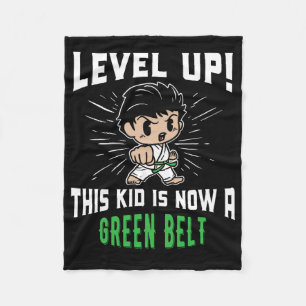 Kids Karate Uniform Green Belt Award T Shirt Gifts Fleece Blanket