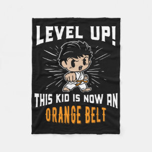 Kids Karate Uniform Orange Belt Award T Shirt Gift Fleece Blanket