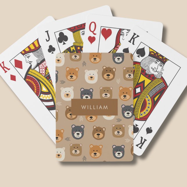 Kids kawaii bear pattern playing cards (Bear Head personalized playing cards)