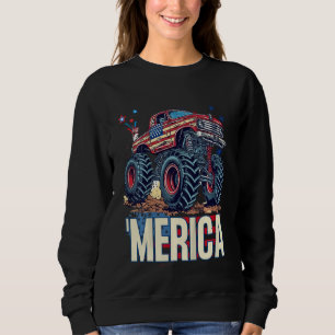 Kids Kid Monster Truck Merica Patriotic American F Sweatshirt