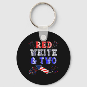 Kids Kids 2nd Birthday July 4th American Red White Key Ring