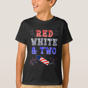 Kids Kids 2nd Birthday July 4th American Red White T-Shirt