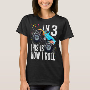 Kids Kids 3 Year Old 3rd Birthday Boy Monster Tru T-Shirt