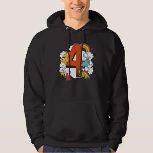 Kids Kids 4th Birthday 4 Years With Dino And Dinos Hoodie