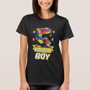 Kids Kids 5 Year Old Building Blocks 5th Birthday T-Shirt