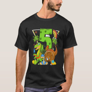 Kids Kids 5th Birthday 5 Years With Dino And Dinos T-Shirt
