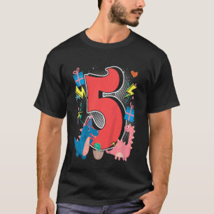 Kids Kids 5th Birthday 5 Years With Dino And Dinos T-Shirt