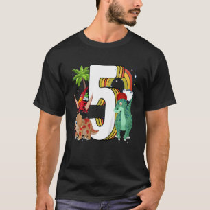 Kids Kids 5th Birthday 5 Years With Dino And Dinos T-Shirt