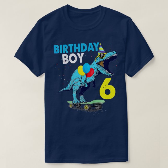 Kids Kids 6th Birthday Dinosaur T Rex  for 6 Year  T-Shirt (Design Front)