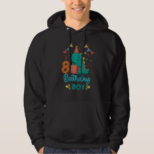 Kids Kids 8th Birthday Boy 8 Years Dino Dinosaur B Hoodie