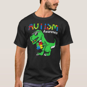 Kids Kids Autism Awareness Dino Autistic Toddler B T-Shirt