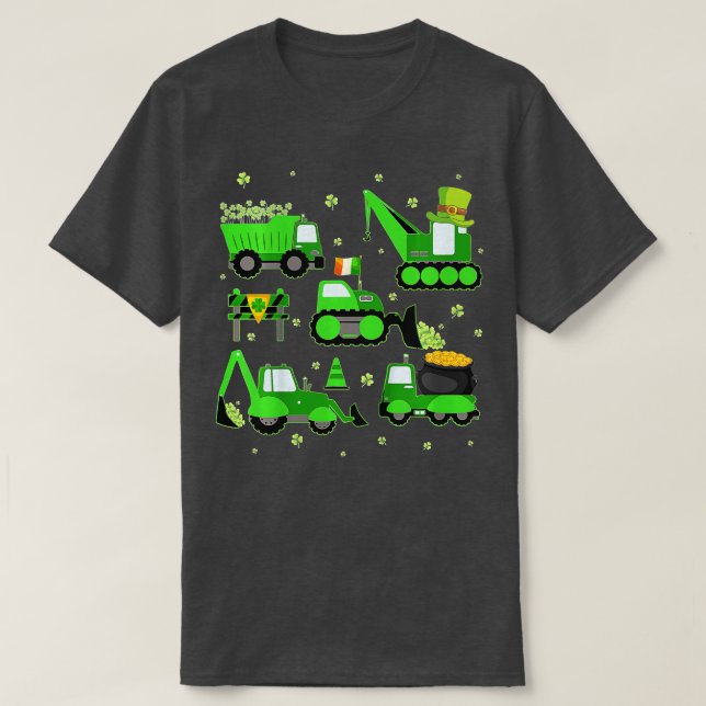 Kids Kids Boys St Patricks Day Crane Truck Constru T-Shirt (Design Front)