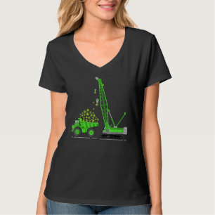 Kids Kids Boys St Patricks Day Truck Crane Constru T-Shirt