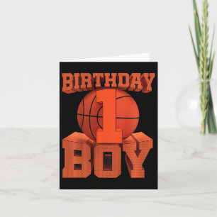 Kids Kids Bysketbyll Birthday 1 Year Old 1st Bday Card