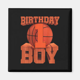 Kids Kids Bysketbyll Birthday 1 Year Old 1st Bday  Magnet