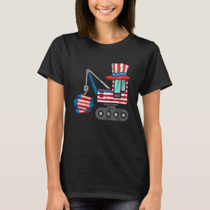 Kids Kids Crane Truck Firecrackers Kids 4th Of Jul T-Shirt