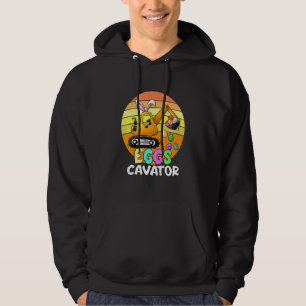 Kids Kids EggsCavator Happy Easter Funny Excavator Hoodie