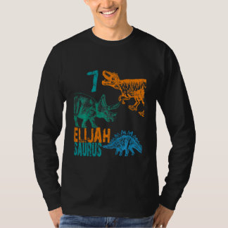 Kids Kids Elijah Saurus 7th Birthday  Boys Rex Bda T-Shirt