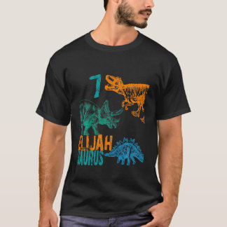 Kids Kids Elijah Saurus 7th Birthday  Boys Rex Bda T-Shirt