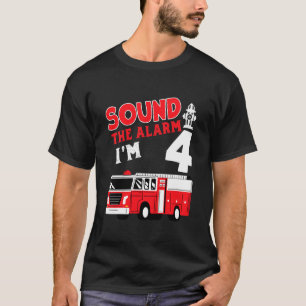 Kids Kids Fire Truck 4th Birthday Boy Firefighter T-Shirt