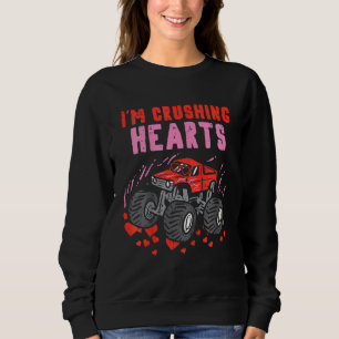 Kids Kids I Crush Hearts Monster Truck Toddler Boy Sweatshirt