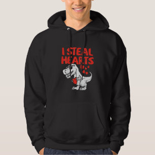 Kids Kids I Steal Hearts Trex Dino Baby Boy Valent Hoodie
