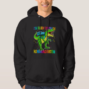 Kids Kids I'm Ready To Crush Kindergarten Dinosaur Hoodie