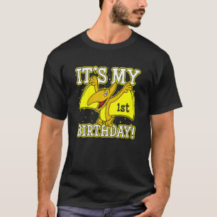 Kids Kids Its My 1st Birthday Yellow Pterodactyl C T-Shirt