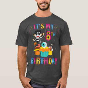 Kids Kids It's My 8th Birthday Ghost Skeleton Hall T-Shirt