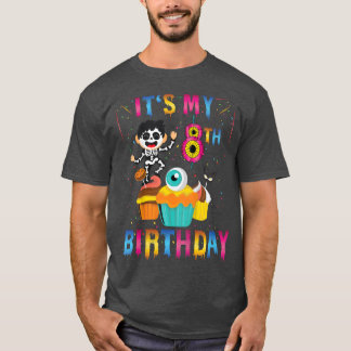 Kids Kids It's My 8th Birthday Ghost Skeleton Hall T-Shirt