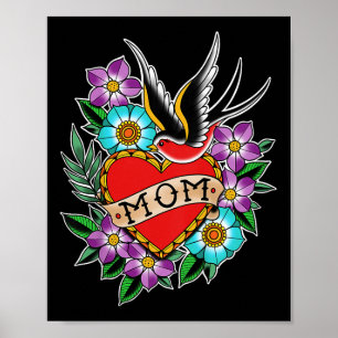 Kids Kids Mum Heart Tattoo Poster